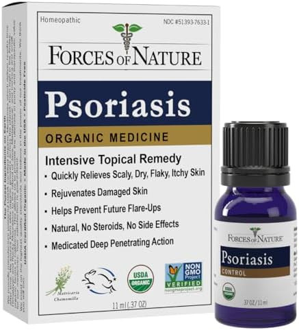 Forces Of Nature Natural Organic Psoriasis Maximum Strength Multisymptom Relief For Redness Flaky Itch Or Dry Skin Reduce Flareups On Skin And Scalp With Essential Oils Nongmo 0.17 Fl Oz