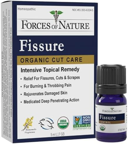 Forces Of Nature Fissure Control Organic Homeopathic Treatment With Witch Hazel For Anal Fissures Hemorrhoid Related Irritation & Discomfort Fast Natural Topical Relief 0.37 Fl Oz