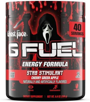 G Fuel Chucky Good Guys Energy Drink Powder Pre Workout Caffeine Mix For Gaming Sugar Focus Amino Vitamin + Antioxidants 9.9Oz (Tropical Blood Orange 40 Servings)