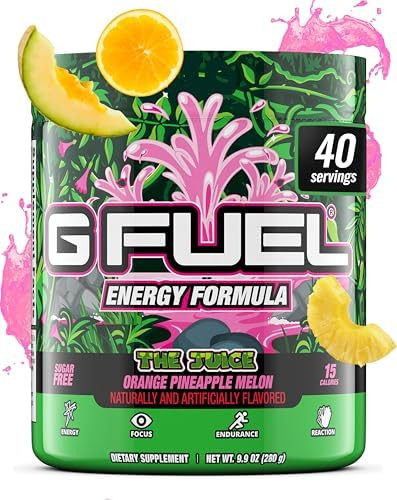 G Fuel Fruit Punch Energy Drink Powder Pre Workout Caffeine Mix For Gaming Sugar Focus Amino Vitamin + Antioxidants 9.9Oz (Fruit Punch 40 Servings)