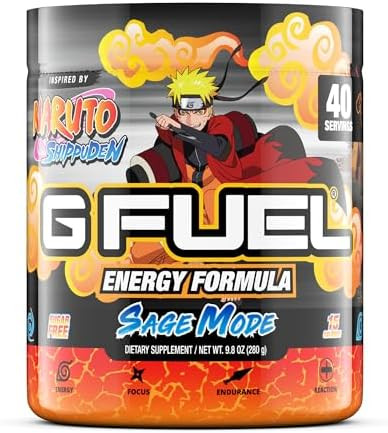 G Fuel Sage Mode Energy Drink Powder Pre Workout Caffeine Mix For Gaming Sugar Focus Amino Vitamin + Antioxidants 9.9Oz (Grapefruit + White Peach 40 Servings)