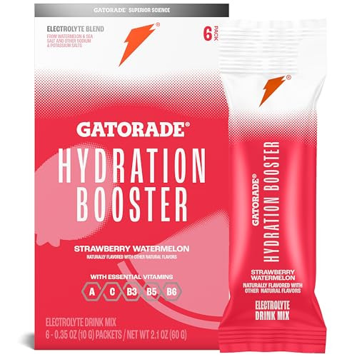 Gatorade Hydration Booster Electrolyte Drink Mix Powder Packets Citrus Berry Advanced Electrolyte Blend No Added Colors No Artificial Sweeteners Essential Vitamins A C B3 B5 B6 Makes 20 Fl Oz (6 Pack)