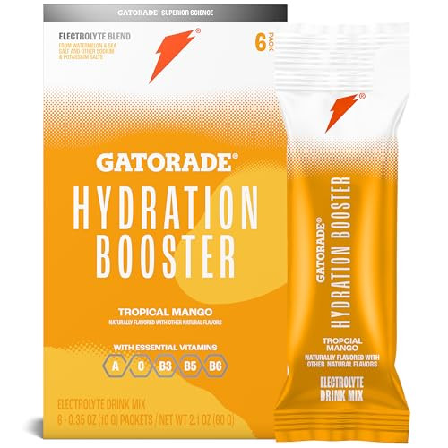 Gatorade Hydration Booster Electrolyte Drink Mix Powder Packets Citrus Berry Advanced Electrolyte Blend No Added Colors No Artificial Sweeteners Essential Vitamins A C B3 B5 B6 Makes 20 Fl Oz (6 Pack)