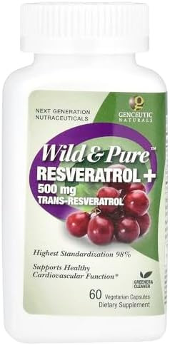 Genceutic Naturals Wild & Pure Resveratrol Vegetarian Capsules 60Count