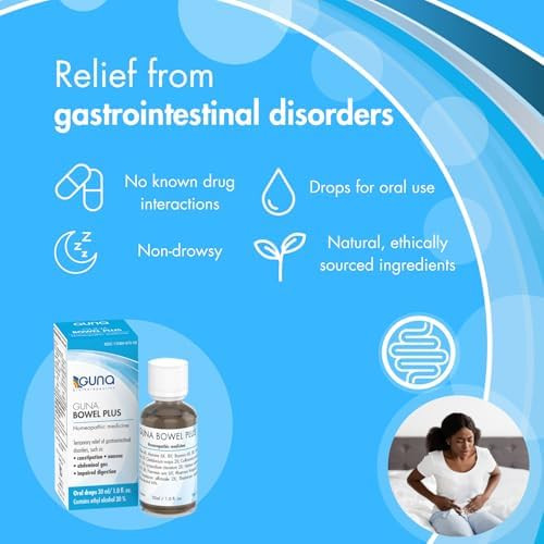 Guna Bowel Plus “ Homeopathic Supplement For Digestive Health Support “ May Help With Bloating Irregularity & Bowel Motility “ 1 Fl Oz Biotherapeutics