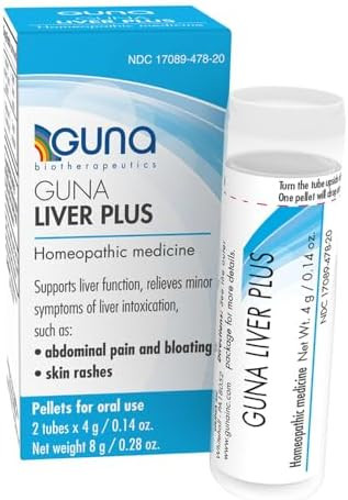 Guna Liver Plus Homeopathic Liver Support Suppleme Pellets “ Supports Liver Function & Detox“ 2 Tubes