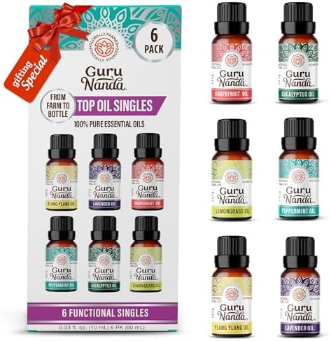 Gurunanda Breathe Essential Oil Set (Pack Of 3 X 0.34 Fl Oz) 100% Pure Natural & Undiluted Diffuser Oils For Aromatherapy Helps Support Clear Breathing Suitable For Massages & Diy Recipes