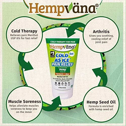 Hempvana Cold As Ice Pain Relief Gel Fastacting Menthol Pain Gel W/Hemp Seed Extract As Seen On Tv Cooling Arthritis Pain Relief Nongreasy