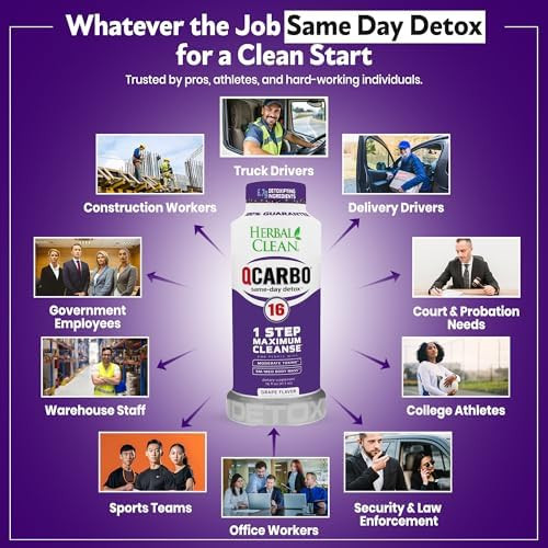 Herbal Clean Qcarbo16 Sameday Detox Cleanse Drink (16 Fl Oz) Grape Flavor Full Body Cleanse Detox Drink For Moderate Toxin Level Vitamin B2 And Vitamin B12 For Men & Women