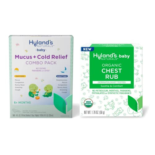 Hyland'S Baby Mucus And Cold Relief Day & Night Decongestant & Cough Relief 8 Fl Oz And Organic Chest Rub Soothe & Comfort With Organic Lavender Peppermint & Chamomile 1.76 Oz.
