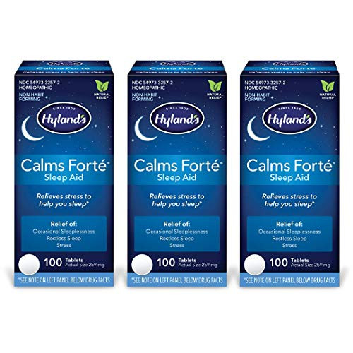 Hyland'S Calms Forte' Sleep Aid Tablets Natural Relief Of Nervous Tension And Occasional Sleeplessness 100 Count (Pack Of 3)