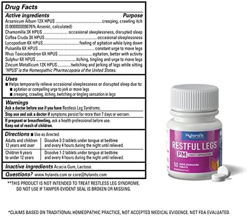 Hyland'S Restful Legs Pm Nighttime Formula Calms Agitated Legs So You Can Sleep 50 Quick Dissolving Tablets (Pack Of 3)