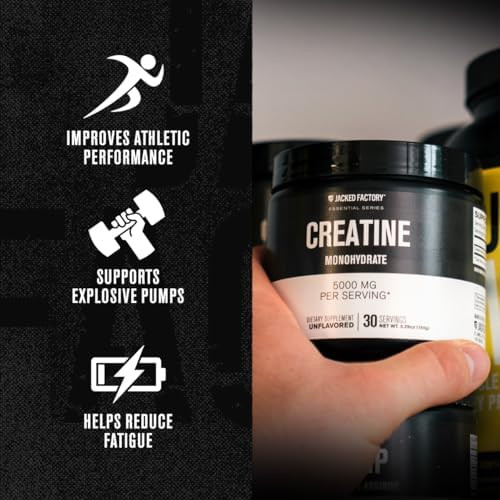 Jacked Factory Nitrosurge Build Pre Workout With Creatine For Muscle Building (30 Servings Blue Raspberry) & Creatine Monohydrate Powder For Muscle Growth & Recovery (30 Servings Unflavored)