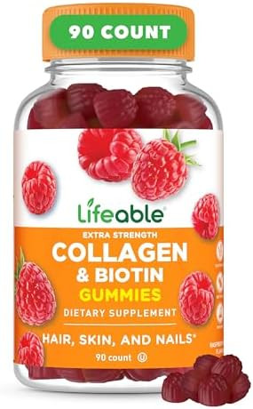 Lifeable Collagen Peptides Gummies 100Mg With 10000Mcg Biotin Great Tasting Biotin And Collagen Supplements For Hair Skin And Nails Collagen Gummies For Women Men Adults 90 Gummies