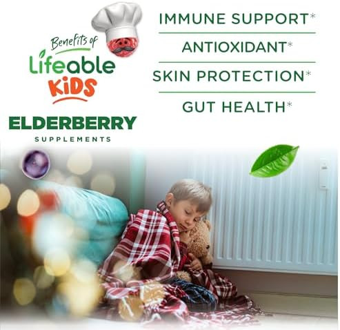 Lifeable Sugar Elderberry Gummies For Kids With Vitamin C And Zinc Kids Immune Support Supplement Great Tasting Elderberry Gummies Vegan Non Gmo Kosher Gluten 60 Gummies
