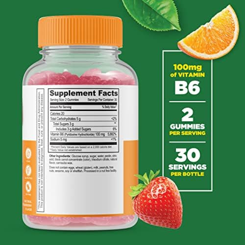 Lifeable Vitamin B6 + Iron With Vitamin C Gummies Bundle Great Tasting Vitamin Supplement Gluten Gmo Chewable