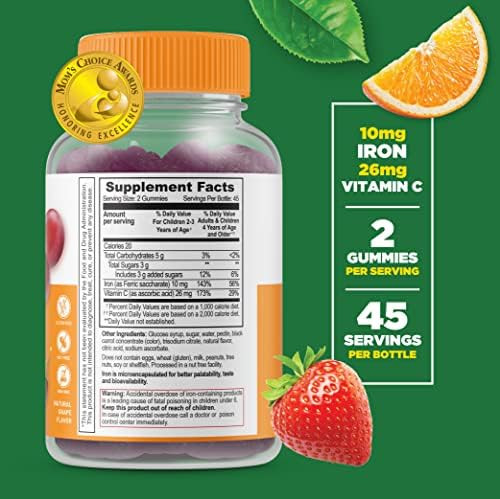 Lifeable Iron & Vitamin C Kids + Zinc 50Mg Gummies Bundle Great Tasting Vitamin Supplement Gluten Gmo Chewable Gummy