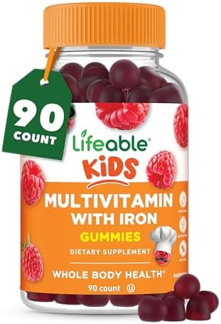 Lifeable Kids Multivitamin With Iron Gummies Great Tasting Vitamins For Kids Vegetarian Nongmo Childrens Multivitamin 90 Gummies