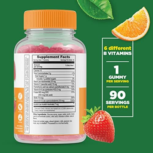 Lifeable B Complex + Vitamin C 750Mg Gummies Bundle Great Tasting Vitamin Supplement Gluten Gmo Chewable