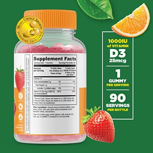 Lifeable Vitamin D Kids + Iron & Vitamin C Kids Gummies Bundle Great Tasting Vitamin Supplement Gluten Gmo Chewable Gummy