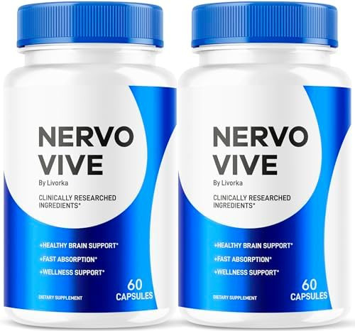Livorka (2 Pack) Nervo Vive Capsules Official Nervovive Premium Formula Supplement Pills Advanced Support Formula For Overall Health & Wellness All Natural Vive Nervo Review 120 Capsules For 2 Months