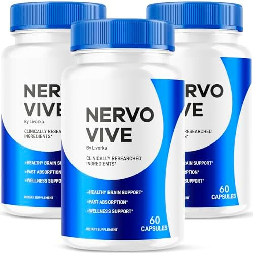 Livorka (3 Pack) Nervo Vive Capsules Official Nervovive Premium Formula Supplement Pills Advanced Support Formula For Overall Health & Wellness All Natural Vive Nervo Review 180 Capsules For 3 Months