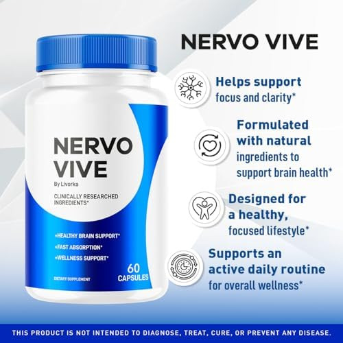 Livorka (3 Pack) Nervo Vive Capsules Official Nervovive Premium Formula Supplement Pills Advanced Support Formula For Overall Health & Wellness All Natural Vive Nervo Review 180 Capsules For 3 Months