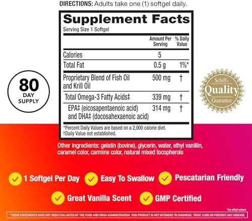 Megared Omega3 Fish Oil + High Absorption Krill Oil 500Mg Softgels Megared Advanced 4In1 (80 Count In A Bottle) Concentrated Omega3 Fish & Krill Oil Supplement