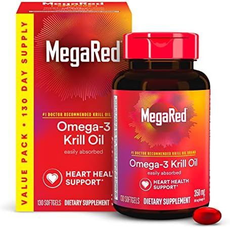 Megared Antarctic Krill Oil 500Mg Omega 3 Fatty Acid Supplement Extra Strength Epa & Dha Krill Oil Softgels (90Cnt Box) Astaxanthin Heart Health Supplement With No Fish Oil Aftertaste
