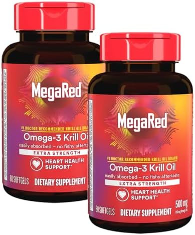 Megared 350Mg Omega 3 Supplement With Epa/Dha Astaxanthin & Phospholipids No Fish Oil Aftertaste Supports Heart Brain Joint And Eye Health 120 Count Softgels (2 Pack)