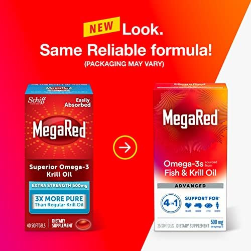 Megared Omega3 Krill Oil 500Mg Extra Strength Softgels (40 Count In A Box) Krill Oil No Fishy Aftertaste