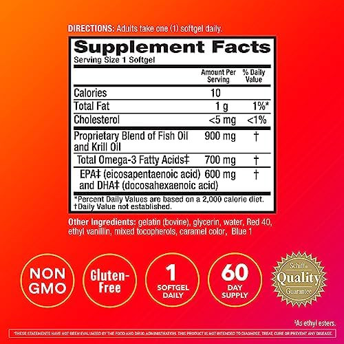Megared Omega3 Fish & Krill Oil Supplement 900Mg Megared Advanced 4In1 60 Softgels 2X More Omega3 Heart Joint Brain And Eye Supplement Red 60 Count