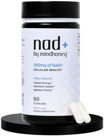 Mindhoney Nad+ Brain Supplement 500Mg Nad+ Premium Formula Healthy Antiaging Cellular Energy Cognition Metabolic Health Heart + Muscle Support Vegan Nongmo Gluten 30 Servings