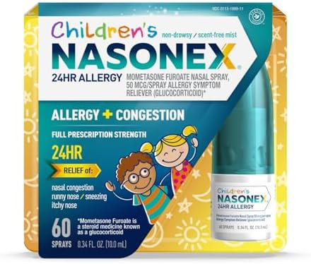 Nasonex 24Hr Allergy Nasal Spray Nondrowsy Scent Mist Allergy Symptoms + Nasal Congestion Full Prescription Strength 120 Sprays