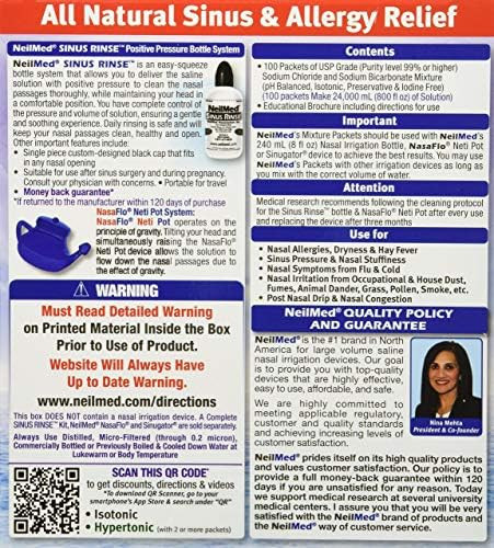 Neilmed Sinus Rinse 100 Premixed Packets “ All Natural Nasal Irrigation For Sinus Relief Moisturization And Daily Hygiene “ Drug Preservative (Pack Of 2)