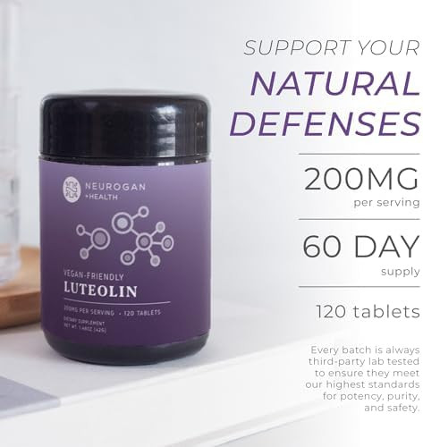 Neurogan Luteolin Supplement Tablets 200 Mg 120 Ct Natural Bioflavonoids Supplements For Cellular & Brain Health Immune Support Plantbased Flavonoids Polyphenols Supplement For Men & Women