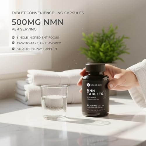 Neurogan Nmn Supplement Tablets “ Nicotinamide Adenine Dinucleotide Precursor For Cellular Energy & Brain Focus Support “ 500 Mg Highpotency Nicotinamide Mononucleotide Per Serving 300 Count