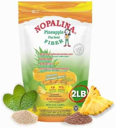 Nopalina Fiber Formula Pineapple 2 Lb Bag 60 Servings Flax Seed Psyllium Oat And Wheat Bran Omega 3 6 & 9 Can Help With Regularity & More The Original