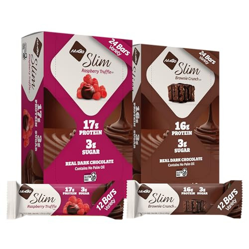 Nugo Slim Dark Chocolate Crunchy Peanut Butter 16G Vegan Protein 3G Sugar 7G Fiber Low Net Carb Keto Friendly Gluten 24 Count