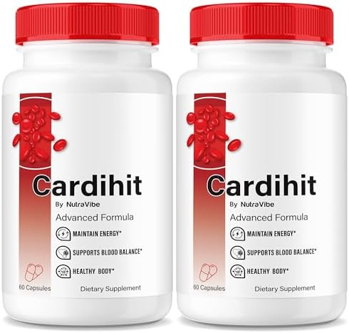 Nutravibe (2 Pack) Cardihit Capsules “ Cardi Hit Pills With Natural Ingredients Premium Formula Supports Energy Healthy Circulation Balanced Levels & Health Easytotake Official Reviews (120 Capsules)