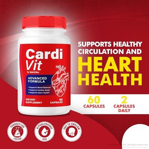 Nutravibe Cardi Vit “ Premium Cardivit Capsules With Natural Ingredients “Blood And Heart Support Formula For Circulation Energy & Balanced Levels Easytotake Pills 30 Day Supply (60 Capsules)