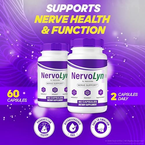 Nutravibe (2 Pack) Nervolyn “ Official Nervo Lyn Advanced Nerve Support Supplement Premium Formula With Natural Ingredients For Nerve Comfort Balance & Nerve Care Easytotake (120 Capsules)