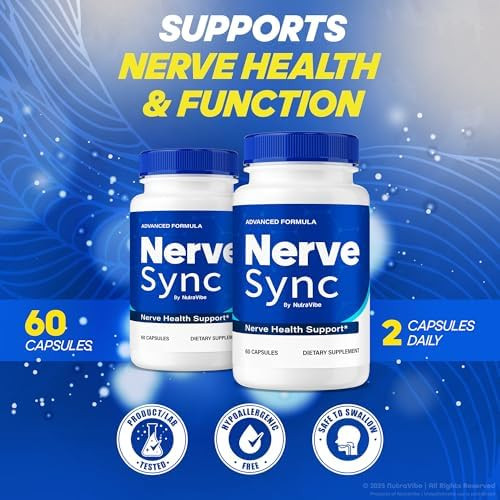 Nutravibe Nerve Sync “ Daily Nerve Support Formula With A Balanced Blend For Healthy Nerve Function Comfort & Wellness Nervesync Easytoswallow Pills For Everyday Use (60 Capsules)