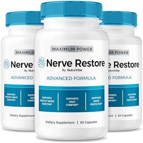 Nutravibe (3 Pack) Nerve Restore “ Nerve Restore Advanced Formula With Natural Ingredients Premium Nerve Restorer To Help Support Relaxation Comfort & Neuropathy Nerve Restored Capsules (180 Capsules)