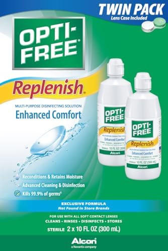 Opti Replenish Multipurpose Contact Lens Cleaning And Disinfecting Solution With Lens Case 10 Fl Oz (Pack Of 2)