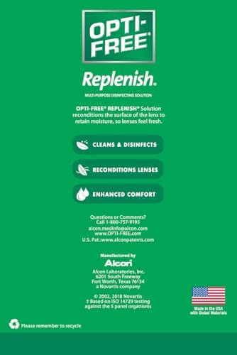 Opti Replenish Multipurpose Contact Lens Cleaning And Disinfecting Solution With Lens Case 10 Fl Oz (Pack Of 2)