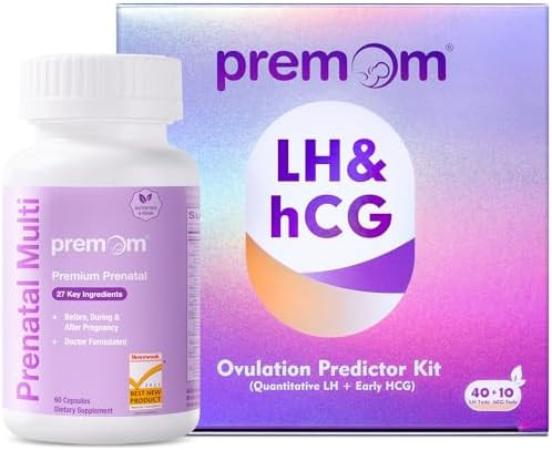 Premom Quantitative Ovulation Predictor Kitï¼Š40 Ovulation Tests + 10 Pregnancy Tests + Multivitamin For Women Prenatal Formula Vitamin Supplements