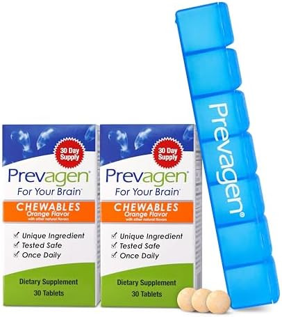 Prevagen Regular Strength Orange Chewables 60 Tablets (2 Month Supply) Formulated For Your Brain 10Mg Of Apoaequorin Plus Vitamin D3 With 7Day Pill Minder