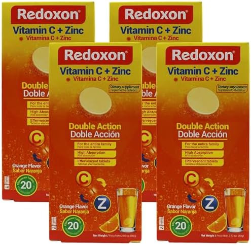 Redoxon Vitamin C + Zinc Effervescent Tablets Of Vitamin C And Zinc Helps Support Your Immune System Orange Flavor 20 Effervescent Tablets 2.82 Oz Box