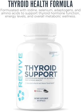 Revive Md Thyroid Support Supplement For Men & Women Comprehensive Blend Of Nutritents Supports Healthy Thyroid Function With Essential Vitamin Minerals & Herbs (90 Capsules 30 Servings)